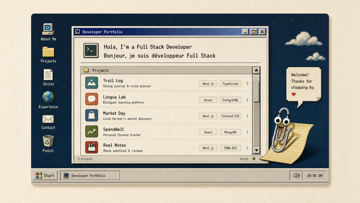 Patricio OS retro desktop portfolio interface