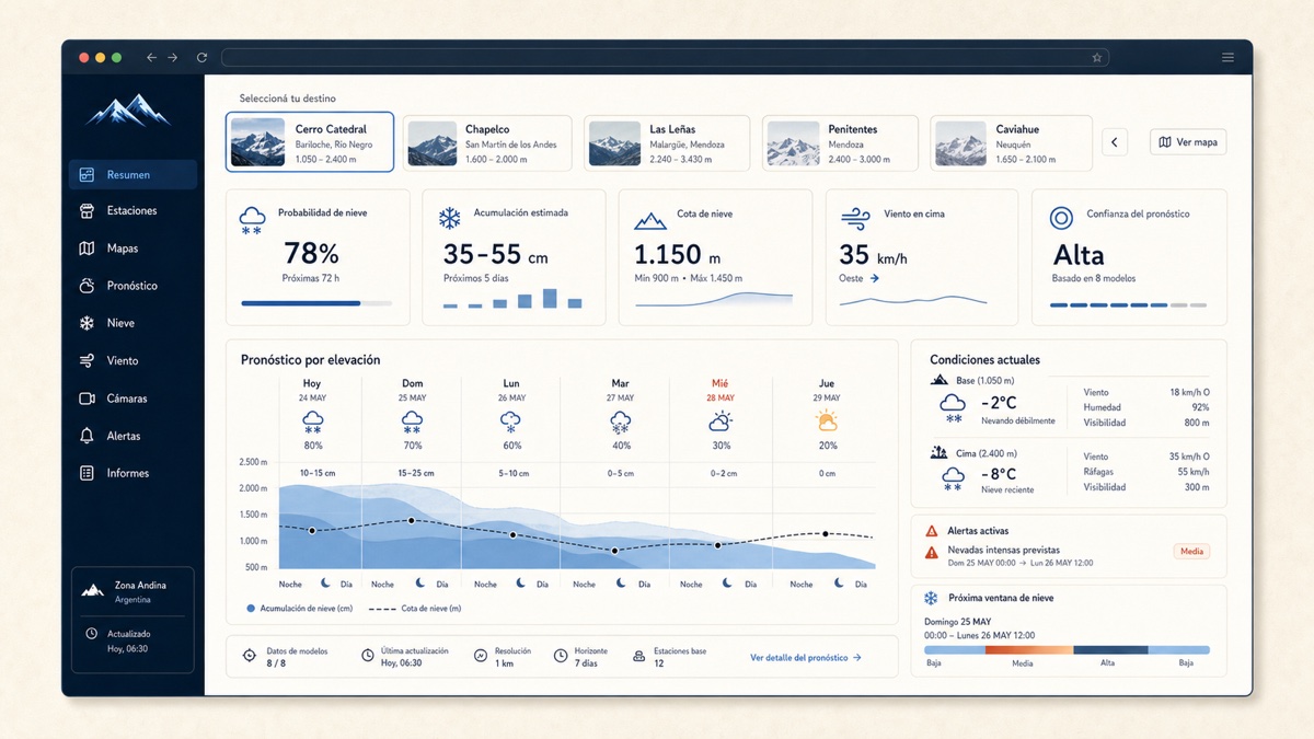 Snow ARG ski conditions and forecast dashboard